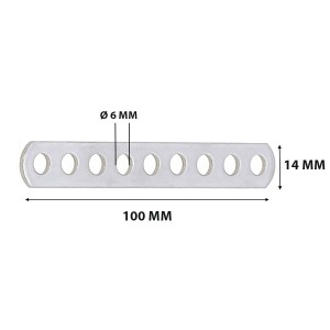 t.b.t. in metallo, lungo 100 mm, con fori. Accessorio per nautica.