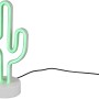Lampada da tavolo a LED a forma di cactus bianca con luce verde, alta 29,6 cm.