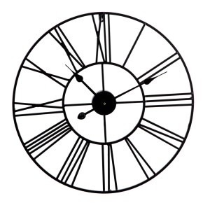 Orologio da parete t.b.t. nero con numeri romani per soggiorno e cucina.