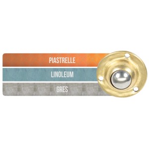 Rotella a sfera con piastra di montaggio per piastrelle, linoleum e gres.