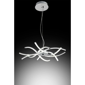 Moderna lampada a sospensione a LED in look cromato per un'illuminazione elegante.