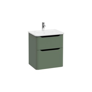Mobile bagno base lavabo sospesa 2 cassetti Integra Round 60 cm matt green