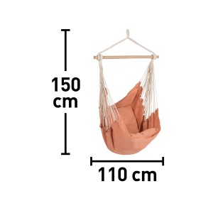 Sedia sospesa rosa t.b.t. con sospensione e dimensioni 150x110 cm.