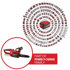 Motosega a batteria Einhell Power X-Change GE-LC 18/25 Li Solo con batteria Power X-Change e utensili della famiglia.