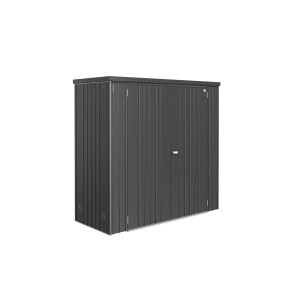 Armadio da esterno Biohort, 177x186x78 cm, grigio scuro metallizzato. Armadio da giardino chiudibile a chiave e impermeabile.