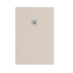 Piatto doccia beige t.b.t. con scarico quadrato.