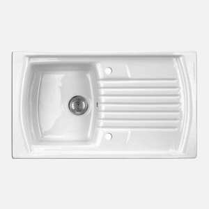 Lavello ceramica 1 vasca con gocciolatoio Cárdenas 500x230 mm bianco