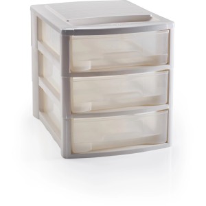 Cassettiera t.b.t. con tre cassetti in plastica.