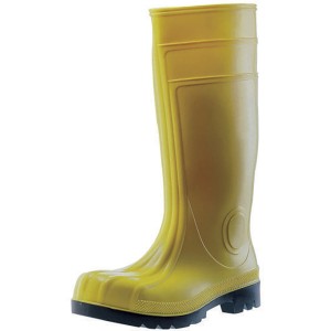 Stivale di gomma giallo t.b.t. come scarpa da lavoro con suola nera.