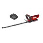 Tagliasiepi a batteria Einhell GC-CH 1855/1 Li Kit con batteria e caricabatterie in rosso e nero.