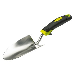 Paletta da fiori in acciaio inox con manico ergonomico per giardinaggio.