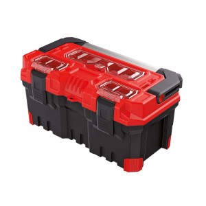 t.b.t. Valigetta porta attrezzi, rosso/nero, con scomparti trasparenti.