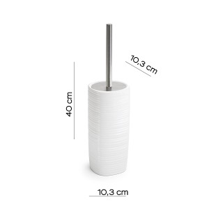 Set scopino WC bianco Scopini con manico in acciaio inox, dimensioni indicate.