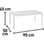 Illustrazione del tavolo del set lounge divano Noralee, look alluminio bianco, dimensioni 40x90x50 cm.