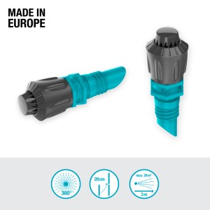 Gardena Ugelli a spruzzo 360° (confezione da 5) per Micro-Drip-System, per irrigare aiuole di fiori e ortaggi.