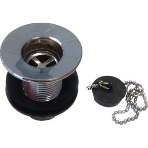 Raccordo di scarico con tappo e catena per fontane da giardino.