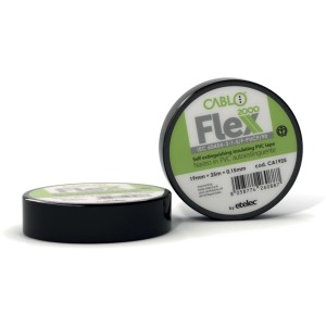 Nastro isolante nero t.b.t., Flex 2000, autoestinguente, in PVC, 19mm x 25m.