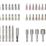 Set di inserti Bosch Extra Hard, 43 pezzi, con inserti per cacciavite e bussole con codice colore.