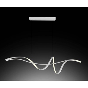 Lampada a sospensione LED moderna bianca, design ondulato per sala da pranzo e soggiorno.