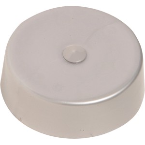 Rosone di distribuzione argento (Ø 66mm) per installazione lampada con coperchio rimovibile.