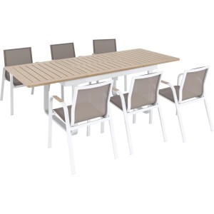 Tavolo allungabile da giardino Butterfield allu beige 155/246x100x75.5 cm