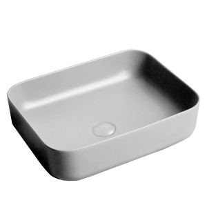 Lavabo da appoggio rettangolare in grigio.