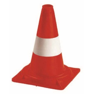 Cono stradale rosso con striscia bianca, per casa e giardino.