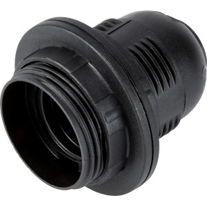Portalampada E27 nero in plastica per installazioni di lampade.