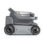 Robot per piscina grigio con cingoli per la pulizia delle piscine.