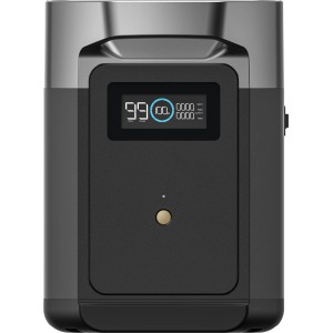 Batteria aggiuntiva EcoFlow Delta 2 con 1024 Wh per impianti solari, alloggiamento grigio con display.