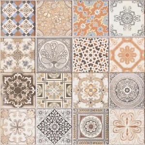 Adesivo da parete con vari motivi di piastrelle vintage.