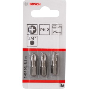 Bosch Inserto a croce Pro PH2, confezione da 3, extra duro per avvitatura.