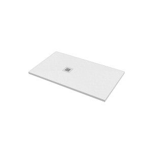Piatto doccia t.b.t. rettangolare bianco con scarico quadrato.