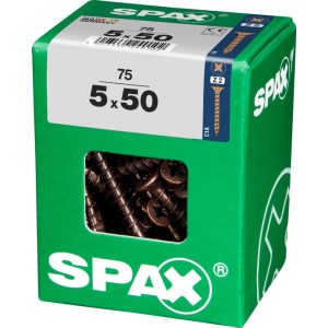 Viti per legno SPAX 5x50, 75 pezzi in scatola verde. Viti per legno.