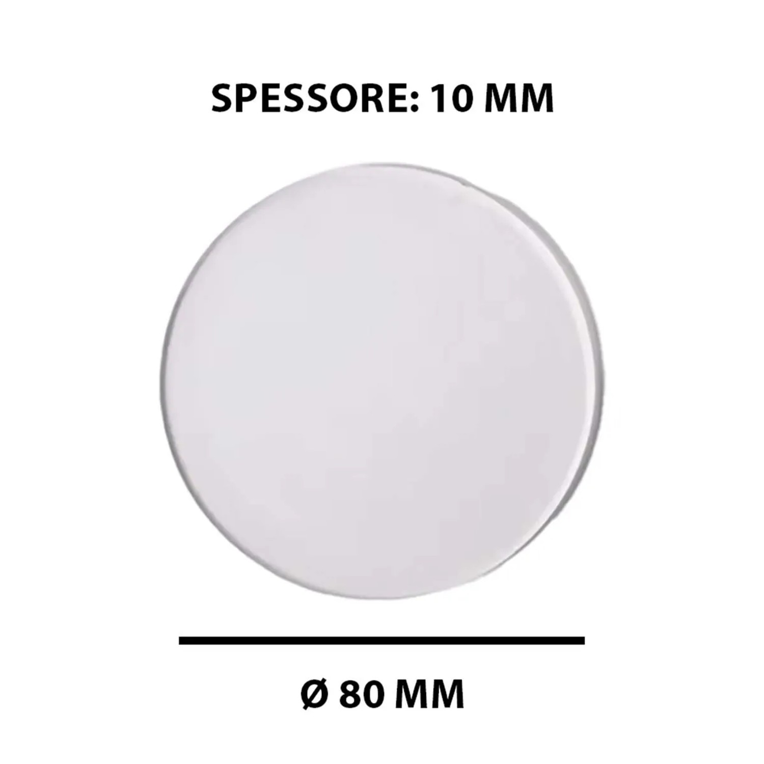Rondella rotonda trasparente per accessori lavatrici, diametro 80mm.