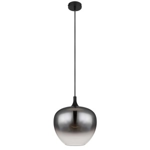 Lampada a sospensione Globo Maxy, nera, Ø 29 cm, con paralume in vetro fumé. Design moderno per la tua casa.