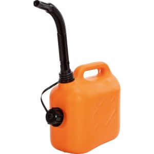 Tanica benzina OBI, 5 l, arancione, con beccuccio per benzina e diesel.