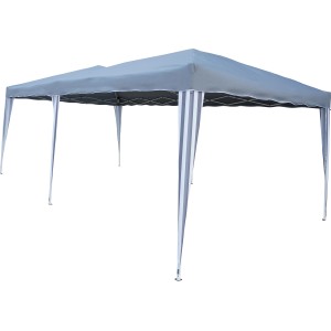 Gazebo Maceio grigio, 300x600 cm, con struttura in acciaio e pannelli laterali per terrazza e giardino.