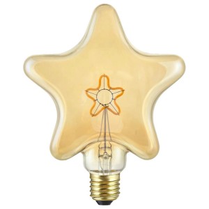 Lampadina LED E27 a forma di stella con base dorata per illuminazione d'atmosfera.
