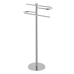 Portasciugamani a colonna cromato con due bracci.