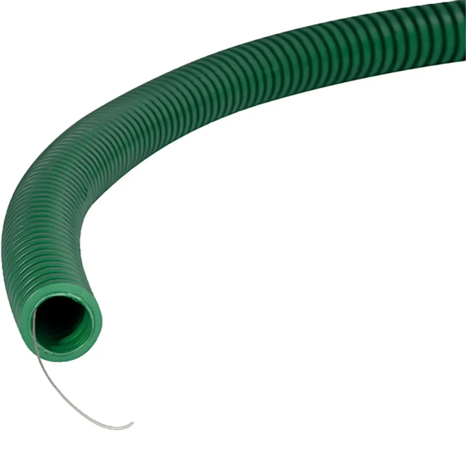 Tubo corrugato t.b.t. verde, flessibile e robusto.