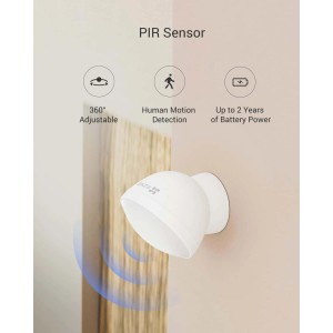 Telecamera di videosorveglianza t.b.t. bianca con sensore di movimento.