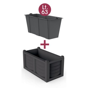 Fioriera da esterno t.b.t. grigio scuro, 63 litri.