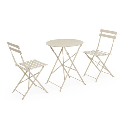 Tavolino e sedie da esterno Bistrot Austin in acciaio crema 2 posti
