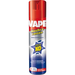 Spray Vape contro mosche e zanzare, bomboletta rossa.