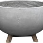 Vaso da fiori grigio (Ø 37cm) in cemento con base in legno. Resistente al gelo e alle intemperie.