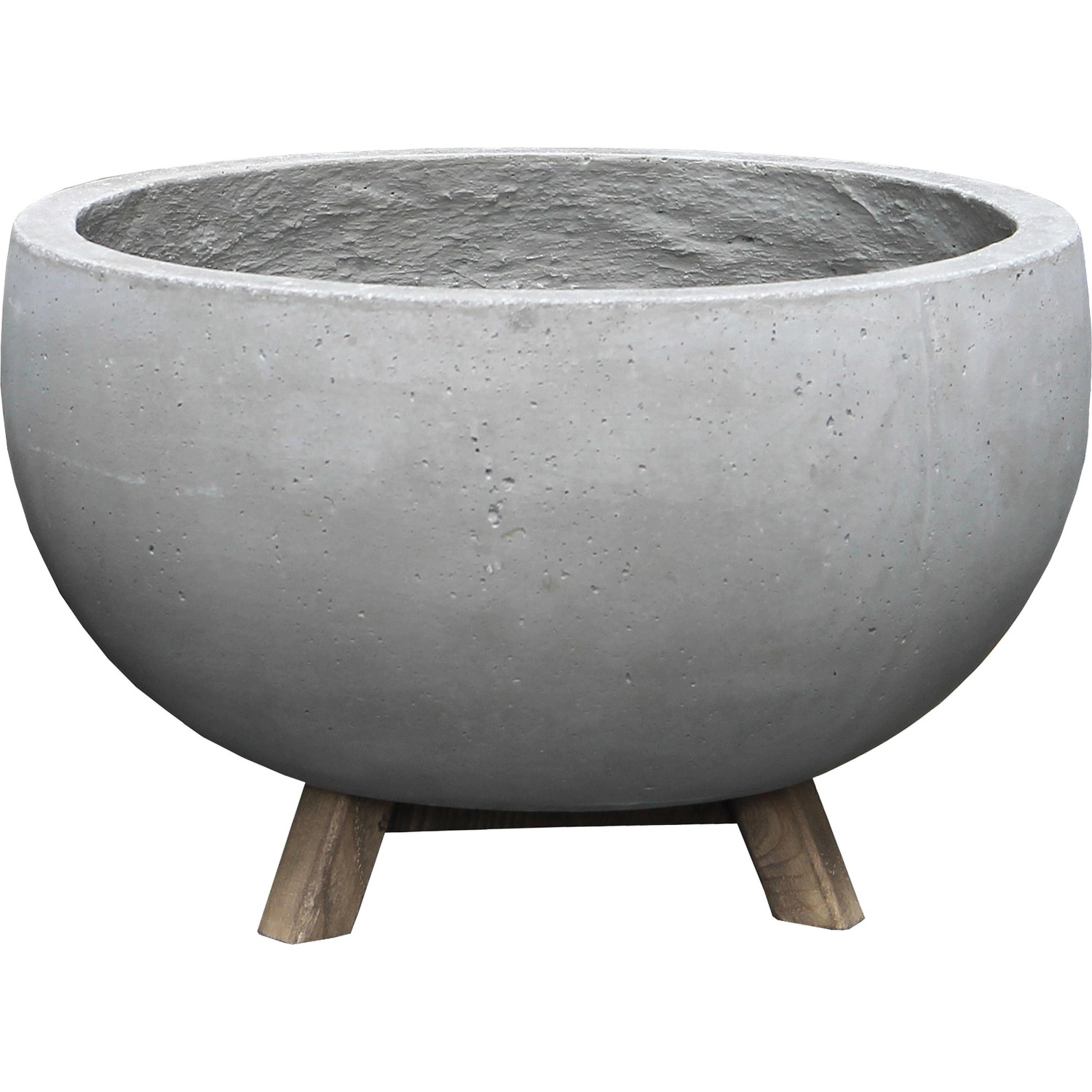 Vaso tondo in cemento con telaio di base H 23xØ 37 cm grigio