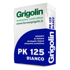 Sacco di intonaco Grigolin PK 125 Bianco, intonaco di finitura bianco per interni ed esterni.