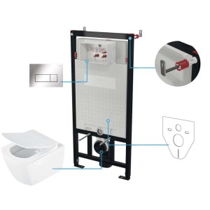 Set WC sospeso a parete Song bianco - cromo