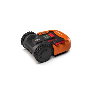 Worx Landroid S300 robot tagliaerba: Robot rasaerba compatto con scocca arancione e display digitale.